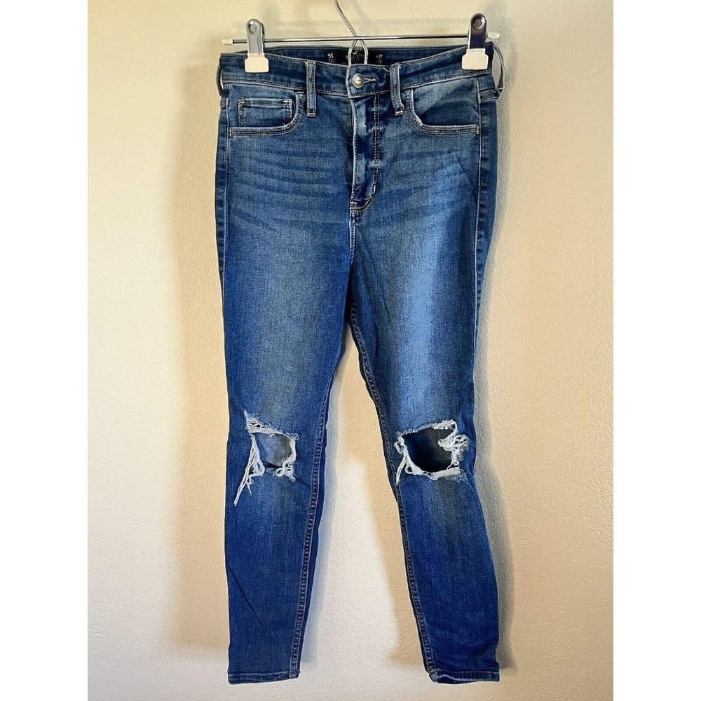 Hollister Super Skinny Denim Jeans Womans 27X26 Distressed High Rise Stretch